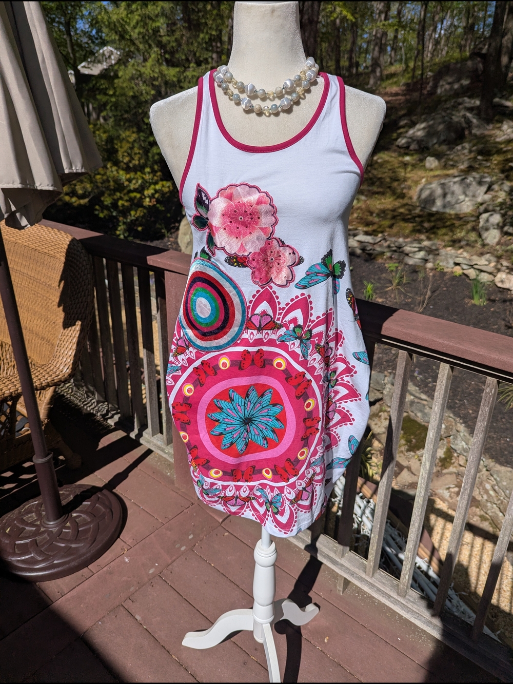 Desigual Dress Women Cotton Balloon Optical Dress/Tank/Tunic
